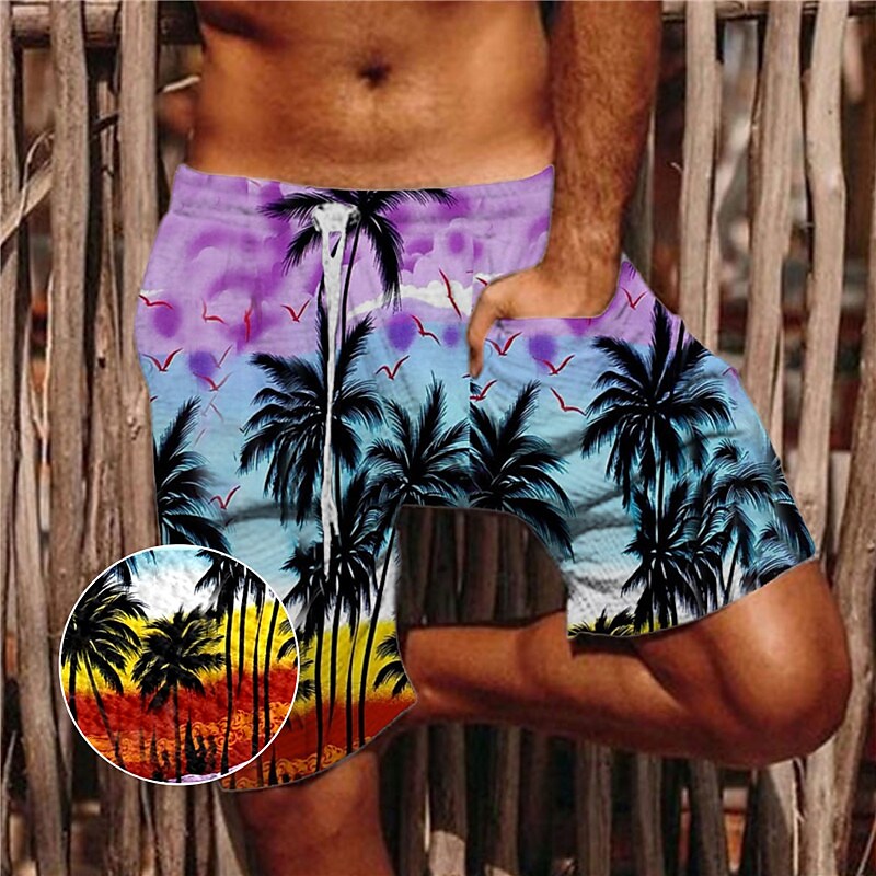Men's Beach Pants Drawstring Elastic Waist Print Graphic Prints Comfor