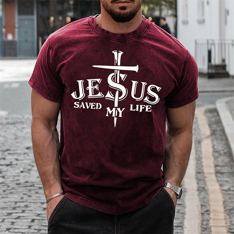 Men's T shirt Graphic Letter Crew Neck Print Outdoor Daily Short Sleeve Print Fashion Designer Vintage Top