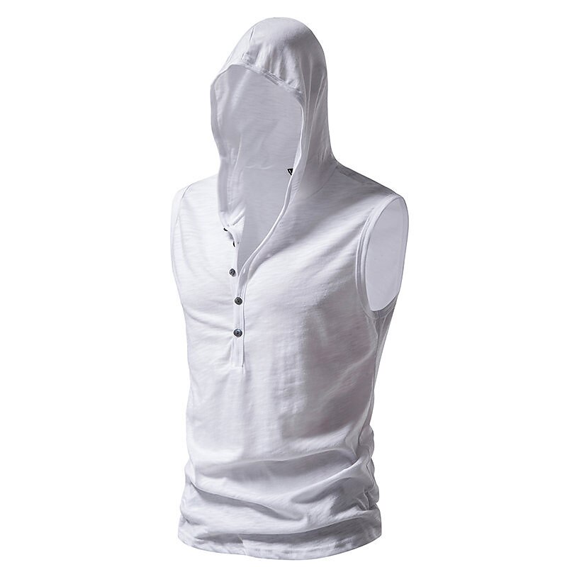 Men's Outdoor Street Casual Fashion Breathable Comfortable Soft Plain Sleeveless Hooded Vest