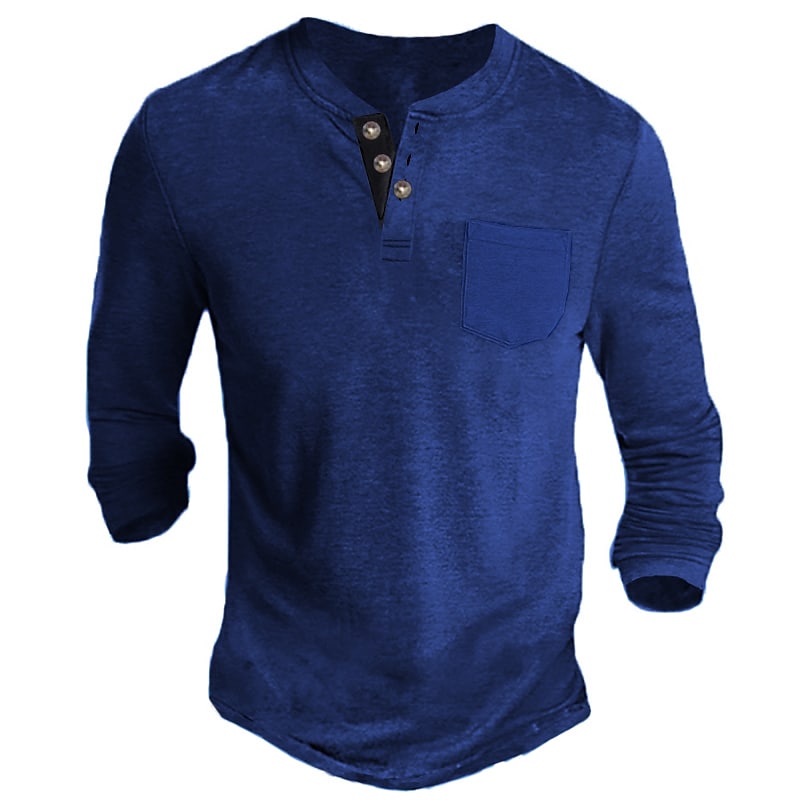 Men's Henley Shirt Tee Long Sleeve Shirt Plain Casual Holiday Long Sleeve Button-Down Comfortable Top