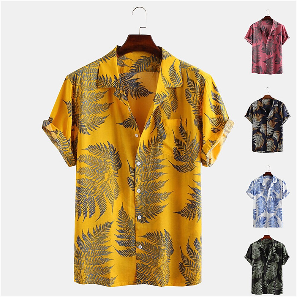 Men's Summer Hawaiian Shirt Graphic Plants Turndown 3D Print Outdoor D