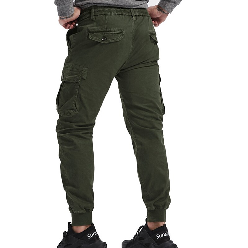 Men's Cargo Pants Cargo Trousers Zipper Pocket Plain Comfort Breathable Outdoor Daily Going out 100% Cotton Fashion Casual Black Wine