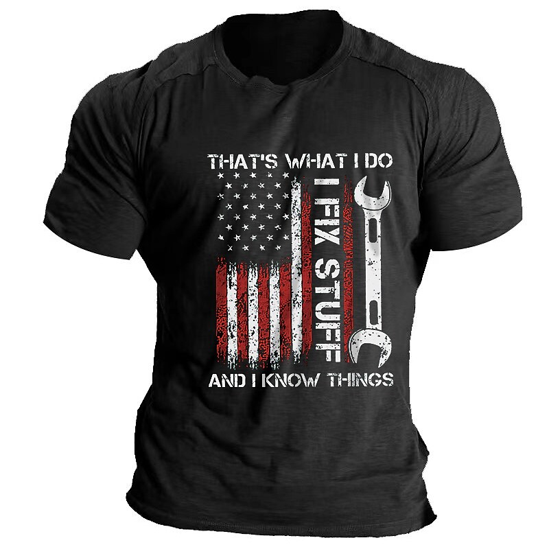 Men's T shirt Tee Quotes & Sayings American Flag Graphic Tee Letter Print Crewneck Hot Stamping Top