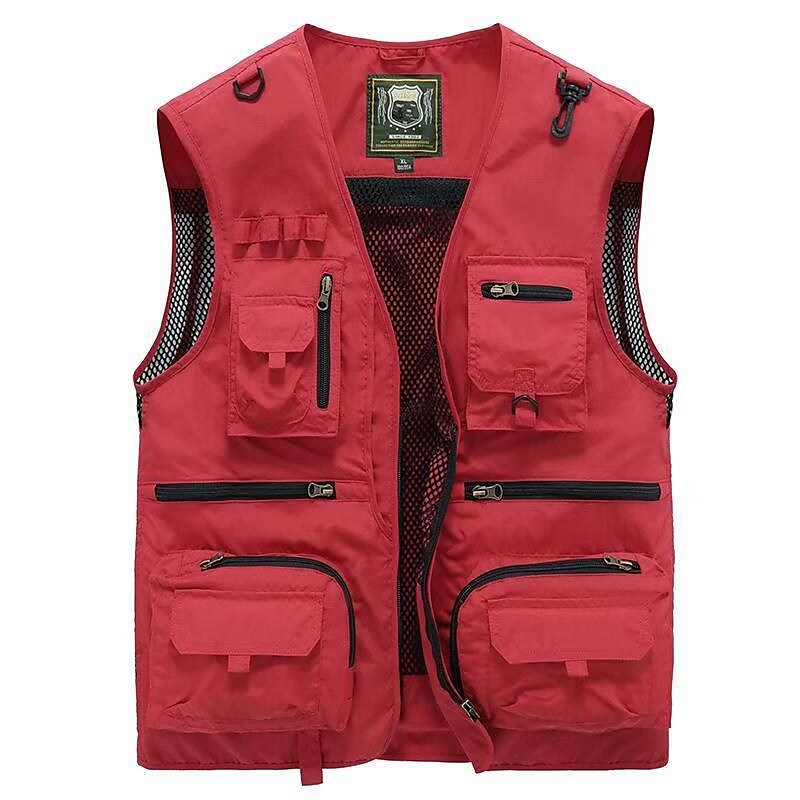 Men's Fishing Hiking Outdoor Camping Hunting multi pocket anti-wind dry lightweight solid color sleeveless vest