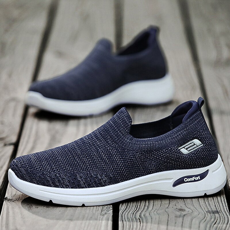 Men's Sneakers Slip On Running Shoes Non-slip Cushioning Breathable Light Soft Running Road Running PVC Knit 