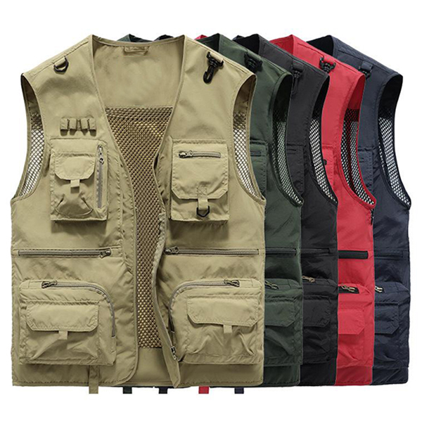 Men's Fishing Hiking Outdoor Camping Hunting multi pocket anti-wind dry lightweight solid color sleeveless vest