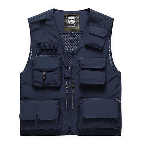 Men's Outdoor Hiking Camping Hunting Climbing Muti-pockets Quick Dry Breathable Mesh Lightweight Solid Color Vest