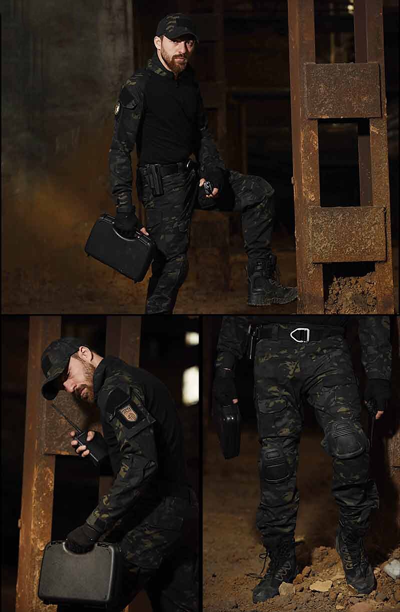 Men's Hiking Outdoor Tactic Working Muti-pockets Wear Resistant Zippered Camo Cargo Trouser