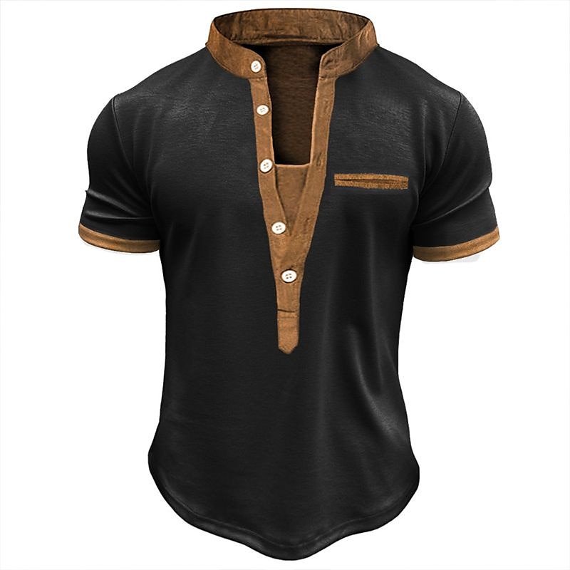 Men's Outdoor Street Vacation Fashion Comfortable Breathable Soft Plain Short Sleeves Henley Shirt