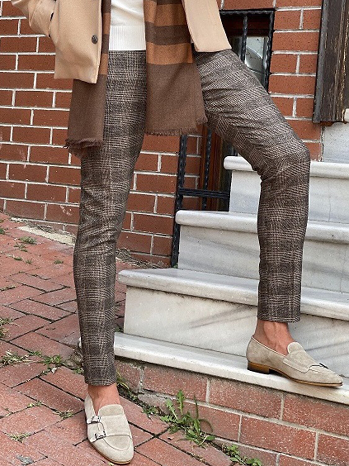 Men's Chinos Chino Pants Pocket Grid / Plaid Comfort Business Daily Streetwear Fashion Trousers 