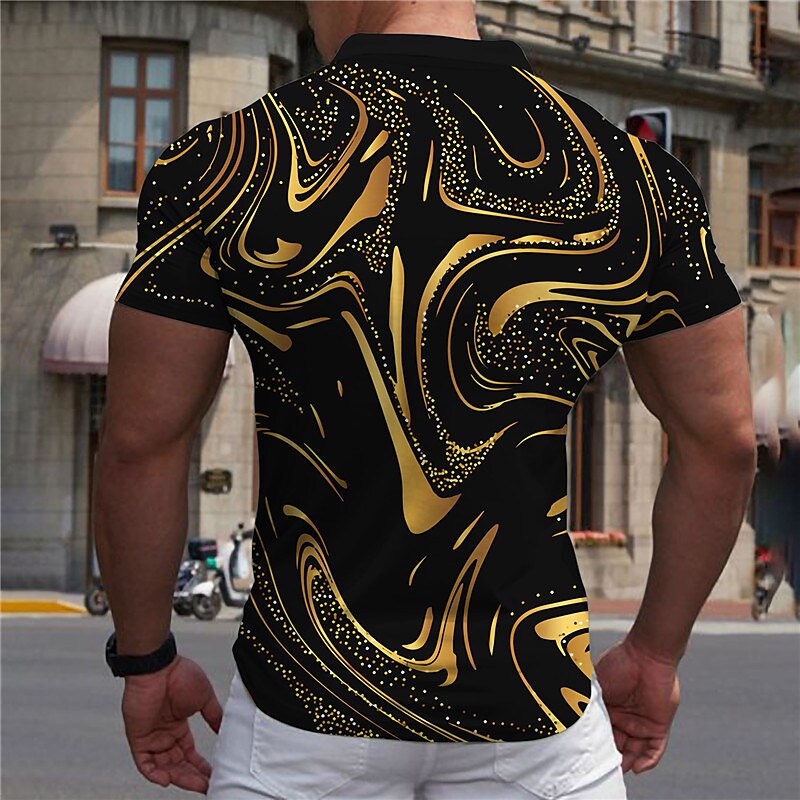 Men's Collar Polo Shirt Golf Shirt Turndown 3D Print Casual Short Slee