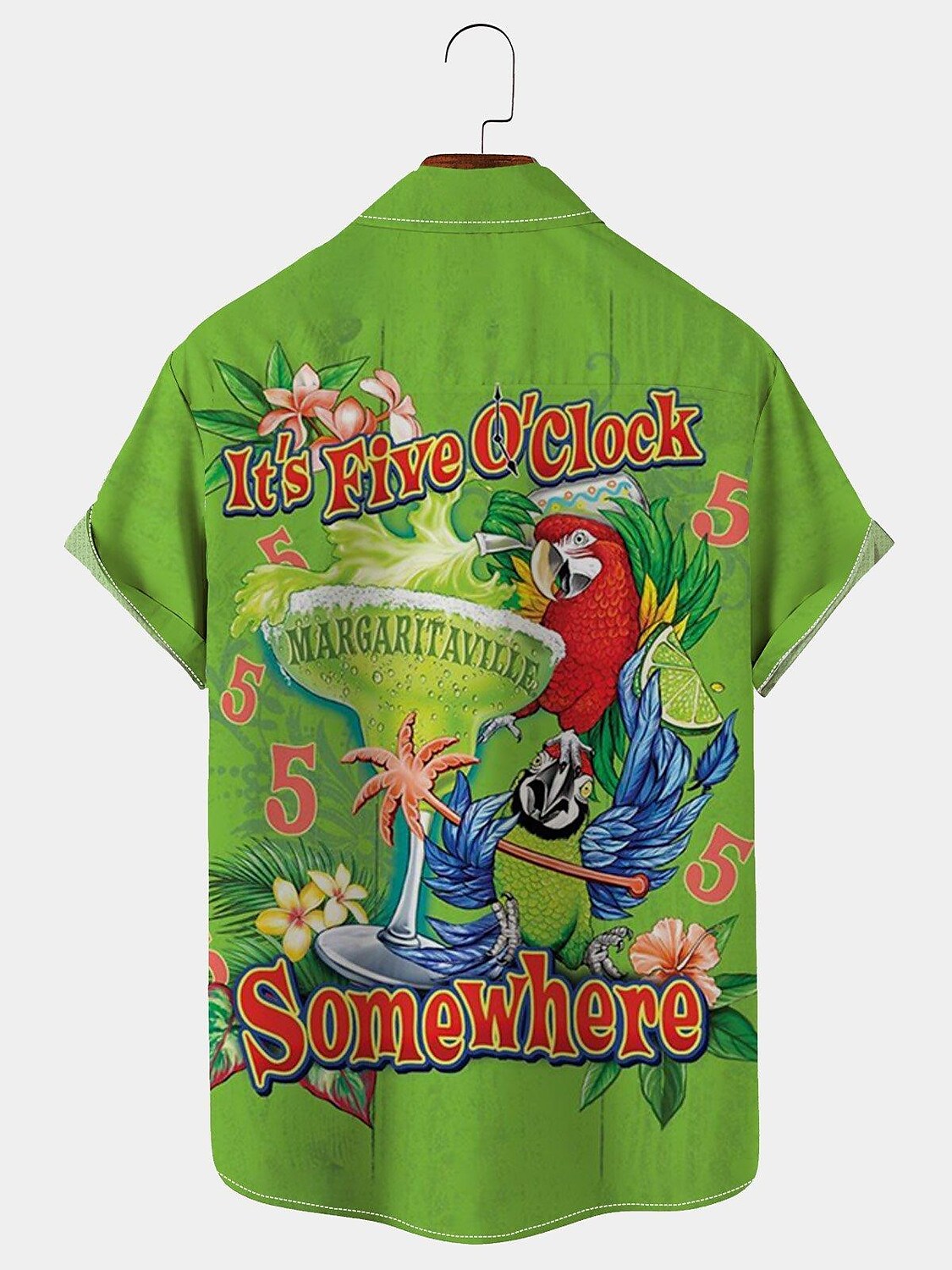 Men's Shirt Graphic Prints Parrot Turndown Green Outdoor Street Short