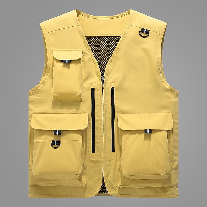 Men's Fishing Hiking Outdoor Camping Hunting Multi-pocket Anti-wind Lightweight Solid Color Sleeveless Vest