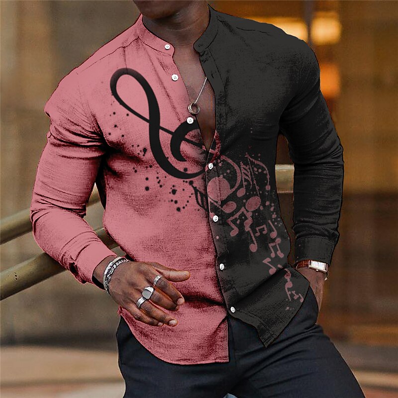 Men's Linen Outdoor Street Fashion Casual Breathable Comfortable Print Long Sleeve Shirt