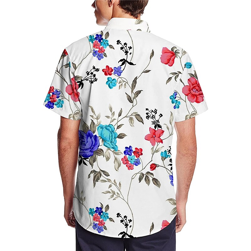 Men's Graphic Shirt Floral Turndown Print Outdoor Street Button-Down P