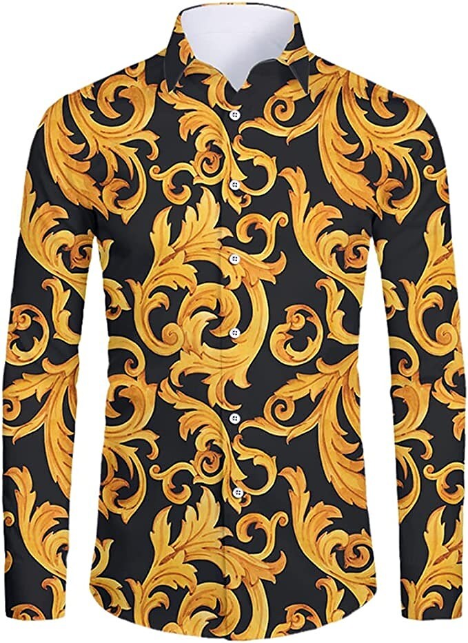 Men's Graphic Shirt 3D Print Outdoor Casual Long Sleeve Button-Down Br