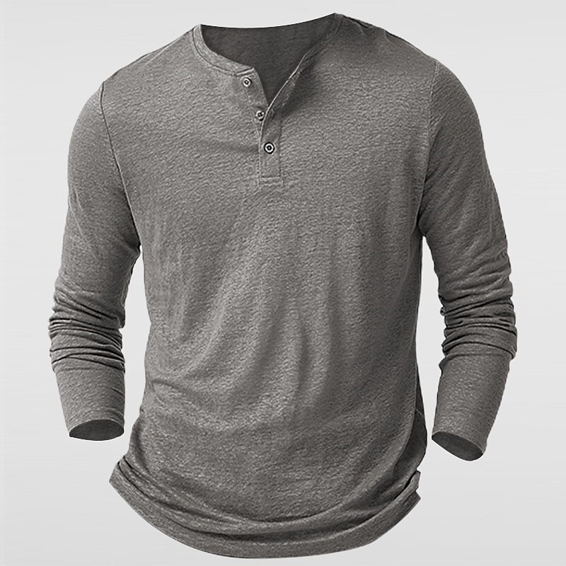 Men's Henley Shirt Tee Top Long Sleeve Shirt Plain Henley Street Vacation Long Sleeve Button Clothing Apparel Fashion Designer Basic