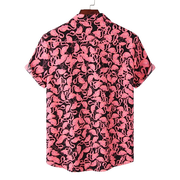 Men's Shirt Graphic Flamingo Classic Collar Pink Casual Daily Short Sl