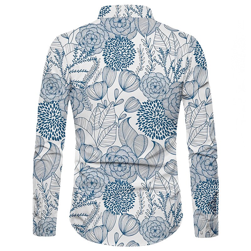 Men's Graphic Shirt Floral Collar Print Outdoor Casual Long Sleeve Print Button-Down Casual Comfortable Shirt 