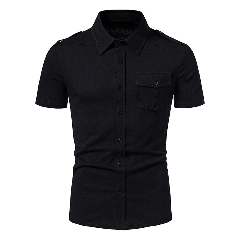 Men's Vacation Outdoor Daily Fashion Casual Comfortable Solid Color Lapel Button Short Sleeve Shirt
