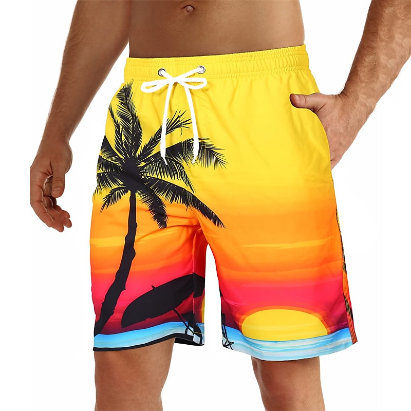 Men's Swim Shorts Swim Trunks Bermuda shorts Board Beach Drawstring El