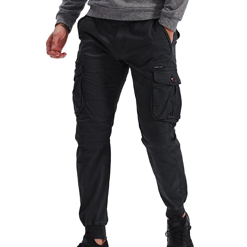 Men's Cargo Pants Cargo Trousers Zipper Pocket Plain Comfort Breathable Outdoor Daily Going out 100% Cotton Fashion Casual Black Wine