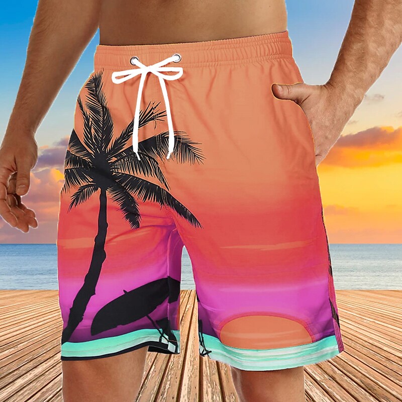 Men's Swim Shorts Swim Trunks Bermuda shorts Board Beach Drawstring El