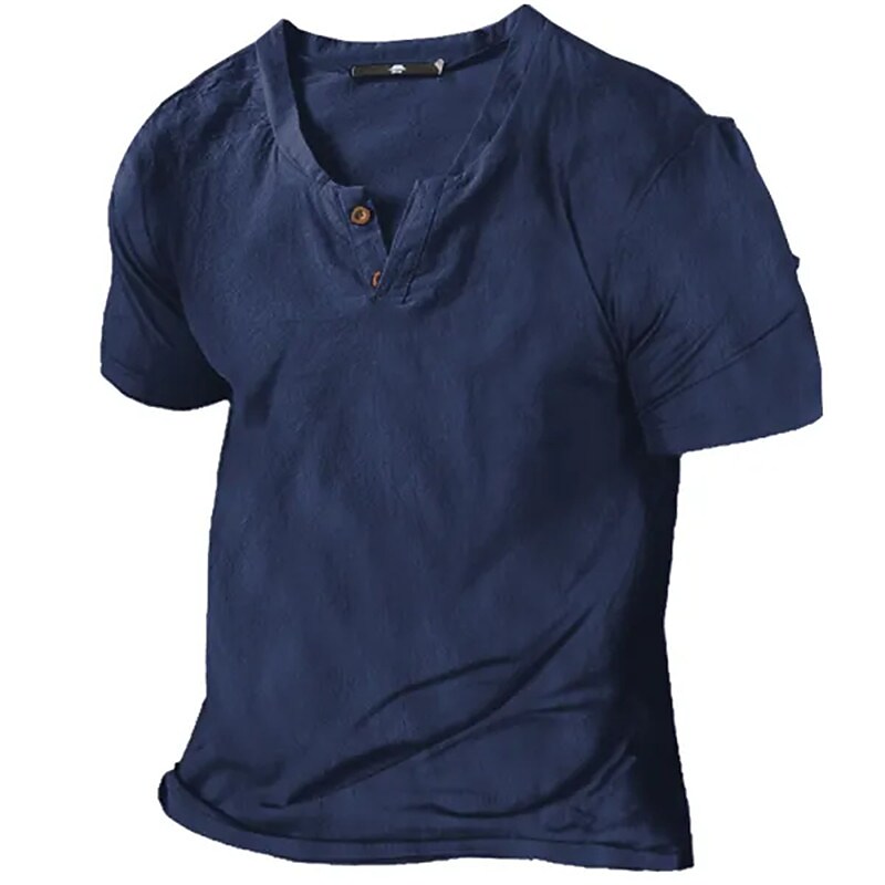 Men's Outdoor Sports Casual Comfortable Breathable Solid Color V-neck Short Sleeves