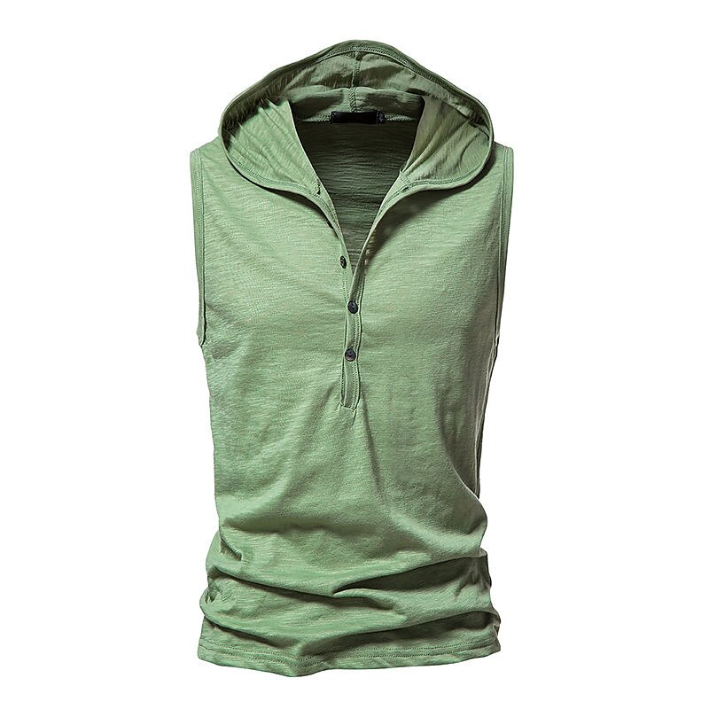 Men's Outdoor Street Casual Fashion Breathable Comfortable Soft Plain Sleeveless Hooded Vest