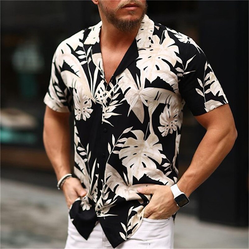 Men's Graphic Shirt Floral Turndown Print Casual Daily Short Sleeve Fa