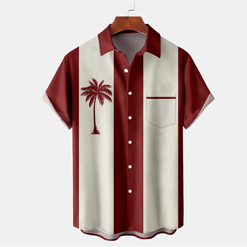 Men's Graphic Aloha Shirt Leaves Turndown Print Street Daily Short Sle