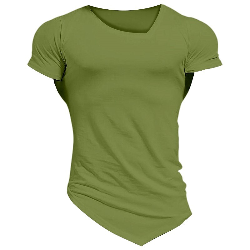 Men's Outdoor Sport Casual Vacation Smooth Quick Dry Lightweight Solid Color V-neck Short Sleeve T-shirt