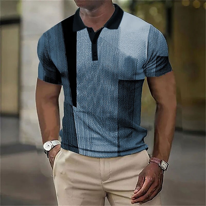 Men's Waffle Golf Outdoor Street Fashion Breathable Comfortable Soft Print Short Sleeves Polo Shirt