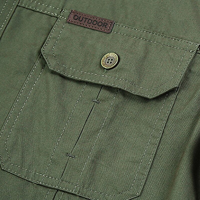 Men's Casual Street Work Fashion Breathable Comfortable Light Plain Cargo Short Sleeve Shirt