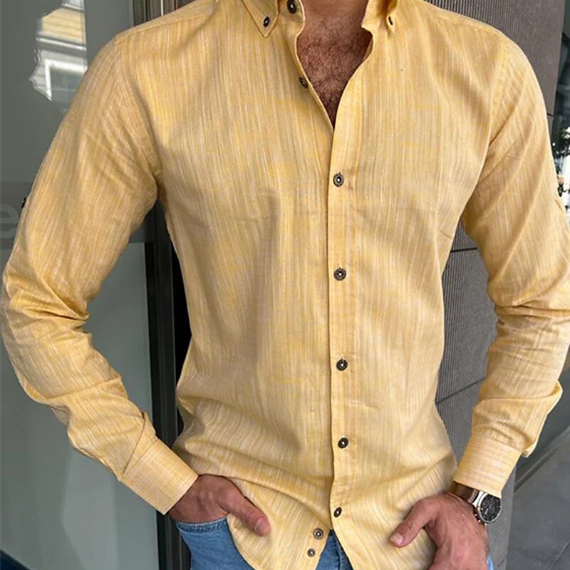 Men's Work Casual Lapel Outdoor Daily Button Comfortable Long Sleeve Shirt