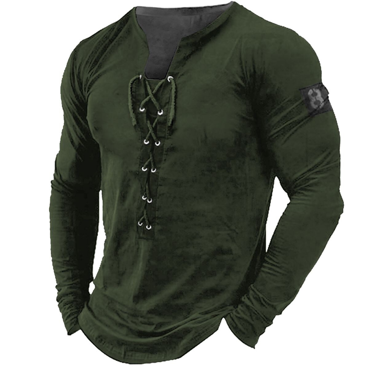 Men's T shirt Tee Tee Graphic Collar 3D Print Outdoor Daily Long Sleeve Lace up Print Basic Designer Casual Classic
