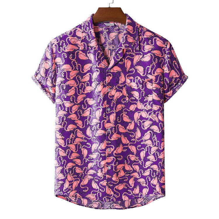 Men's Graphic Shirt Flamingo Classic Collar Other Prints Casual Holida