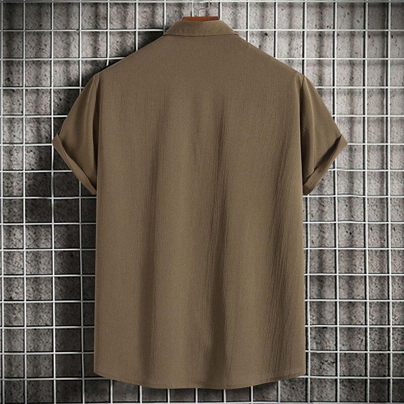 Men's Linen Outdoor Beach Vacation Fashion Casual Breathable Light Comfortable Plain Short Sleeve Shirt