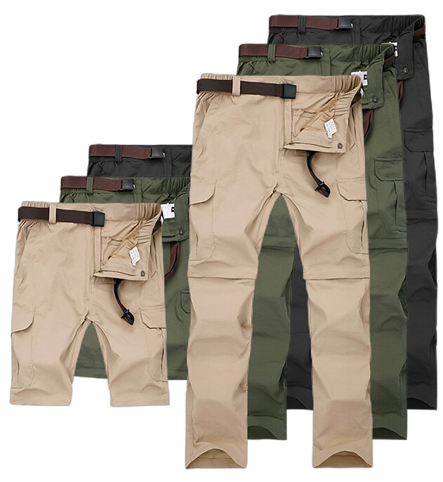 Men's Hiking Outdoor Casual Convertible Waterproof Breathable Quick Dry Sweat-wicking Solid Color Trousers