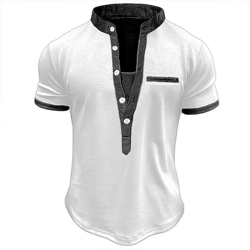 Men's Outdoor Street Vacation Fashion Comfortable Breathable Soft Plain Short Sleeves Henley Shirt