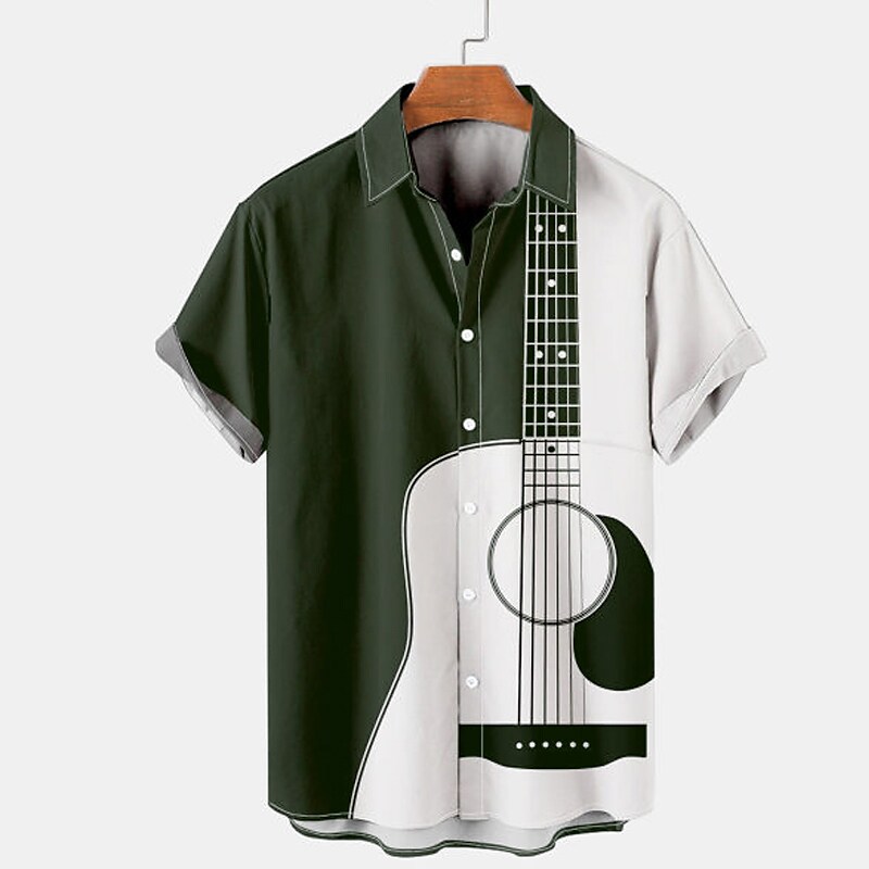 Men's Shirt Button Up Shirt Summer Shirt Short Sleeve Graphic Musical