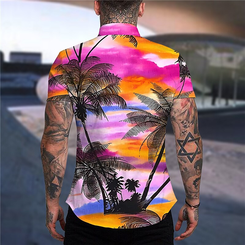 Men's Summer Hawaiian Graphic Shirt Coconut Tree Scenery Turndown Prin