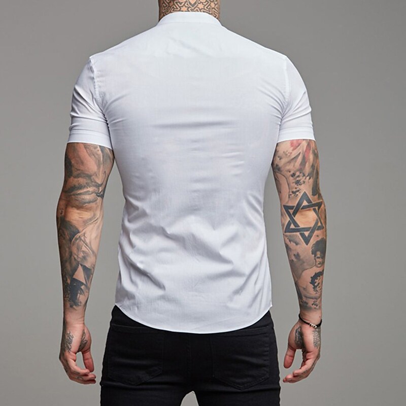 Men's Work Outdoor Casual Plain Collar Fashion Lightweight Comfortable Button Shirt