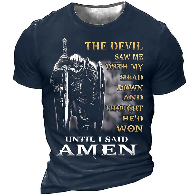 Men's Unisex T shirt  Templar Cross Graphic Soldier Crew Neck  Print Plus Size Outdoor Street Short Sleeve Print Top