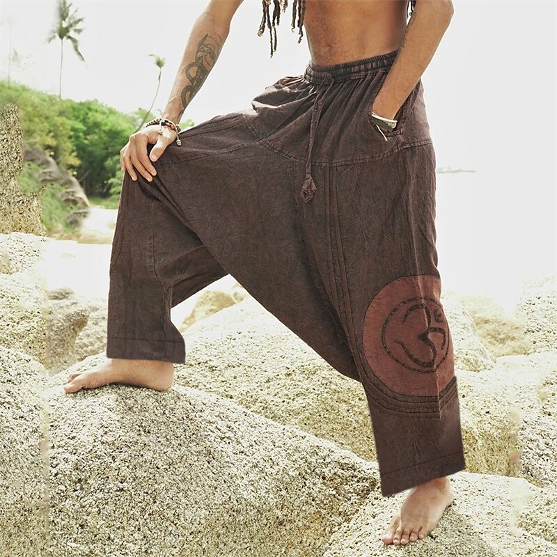 Men's Baggy Harem Pants Drawstring Elastic Waist Print Graphic Prints Comfort Breathable Casual Daily Trousers 