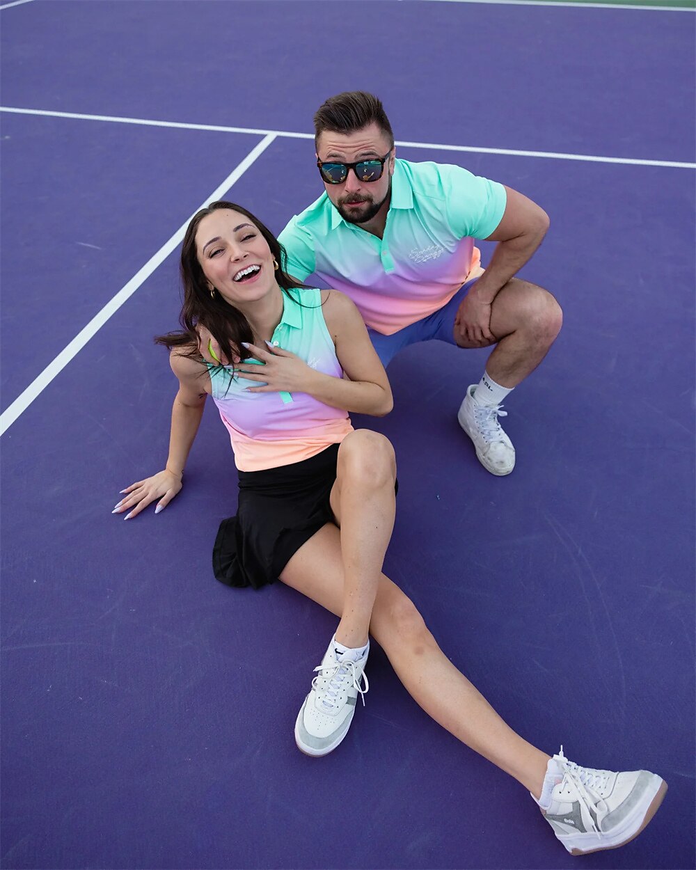 Men's Women's Matching polo Polo Shirt golf apparel Breathable Quick Dry Lightweight Top Color Gradient Summer Golf