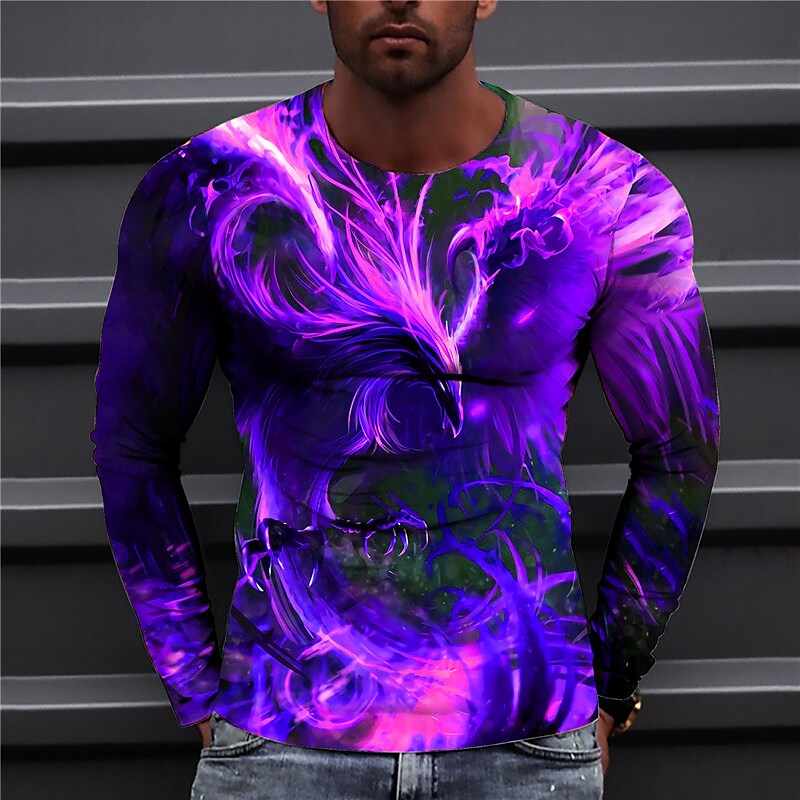 Men's T shirt Graphic Prints Crack Crew Neck 3D Print Holiday Long Sle