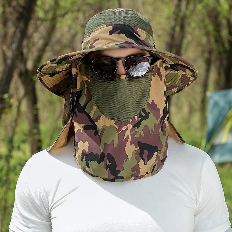 Men's Women's Sun Hat Bucket Hat Fishing Hat Outdoor Waterproof Portable UV Sun Protection Windproof Hat White camouflage Army camouflage Gray camouflage for Fishing Climbing Beach