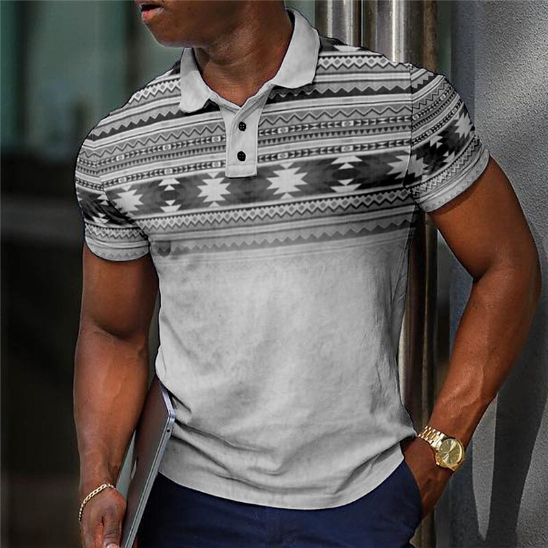 Men's Golf Outdoor Fashion Street Breathable Comfortable Soft Print Short Sleeves Polo Shirt