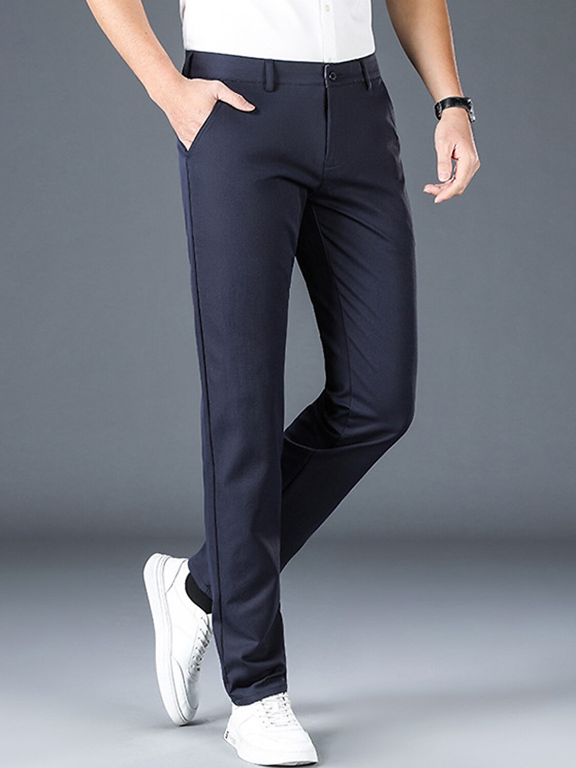 Men's Chinos Chino Pants Pocket Plain Comfort Breathable Outdoor Daily Going out 100% Cotton Fashion Casual Trousers 